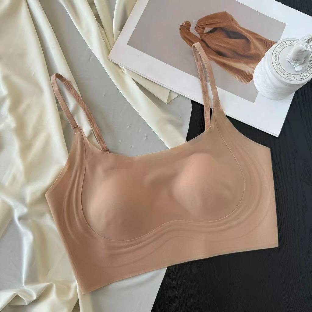 Ice Skin Women's Thin Big Breasts Show Small Summer Ultra-thin Paper Rabbit Ear Cup Seamless Bra Cover Explosion