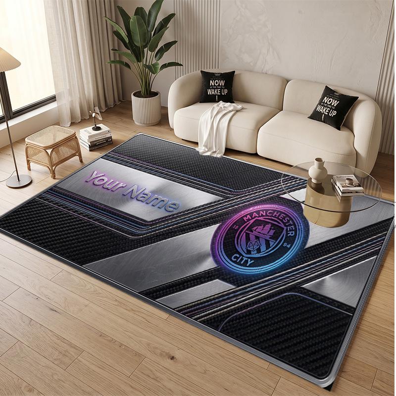 Personalized Crystal Velvet Carpet Manchester City Pattern Non Slip Floor Rug