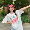 Printed Design Women's T-shirt Loose Round Neck Colorful Tulip Pattern Woman T-shirts Summer Casual Daily Ladies Short Sleeved Top