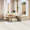 13-piece Garden Sofa with Beige Cushions Poly Rattan Acacia, 2-seater Garden Sofa with Storage&cushions Beige 3364526