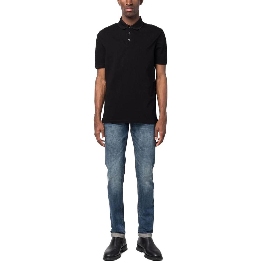 Emporio Armani Solid Color Buttoned Short Sleeve Polo Shirt Men tops Black 3R1FG4-1JTKZ-0079