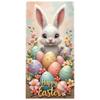 Easter Celebration Banner White Bunny Happy Easter Banner Floral Easter Backdrop Egg Patterns Spring Floral Background For Kids
