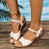 Sandalen Mädchen 2025 neu Sommer vielseitig Feenstil flache Schuhe Keilabsatz Damenmode Schuhe für Frauen mittleren Alters vielseitiger Trend