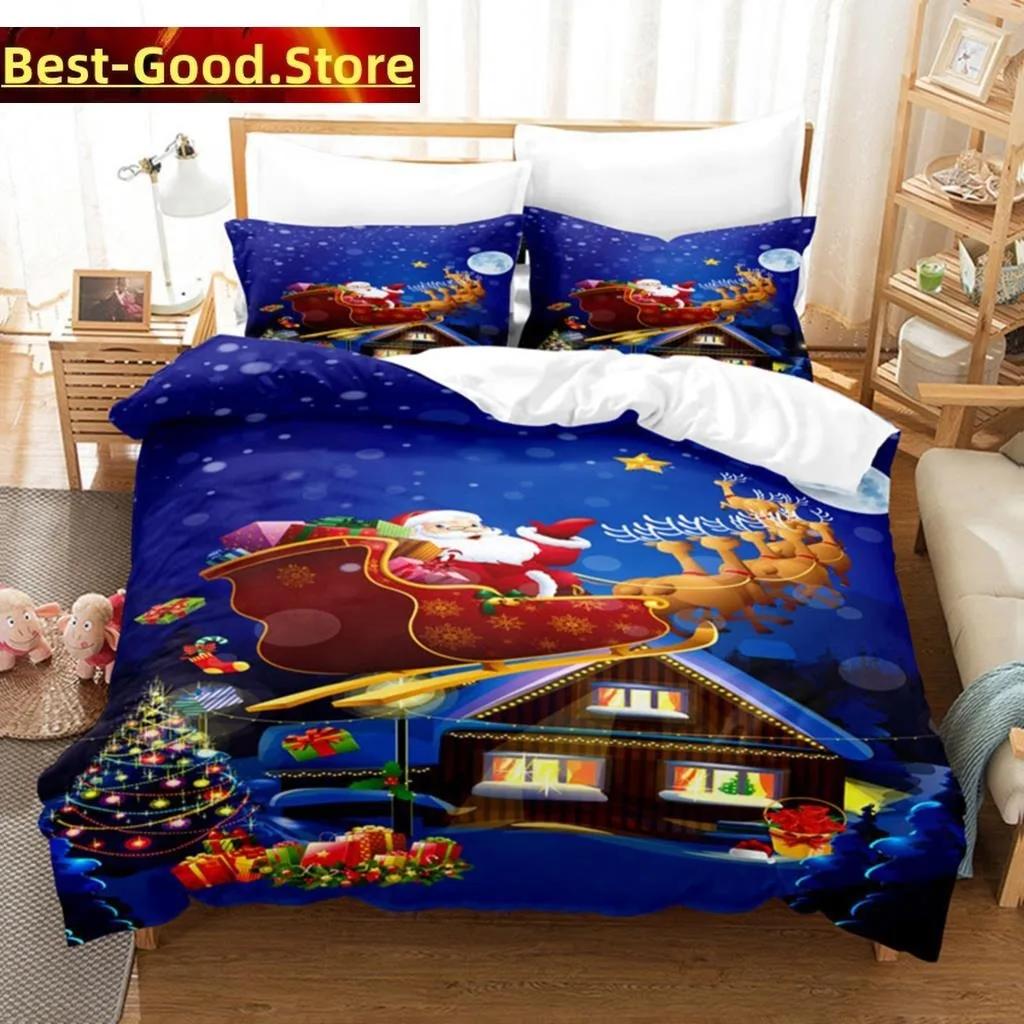 3D Christmas Quilt Cover Bedding Set Duvet Comforter Pillow Case Bed Linens Twin Queen King Double Full Single Bedroom