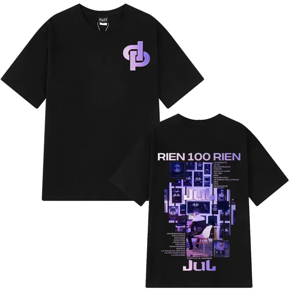 

Rapper Jul Rien 100 Rien Album Tour 2026 Graphic T Shirts Men s Women Fashion Clothing Tees Hip Hop Male Cotton Loose T-shirt... S разноцветный