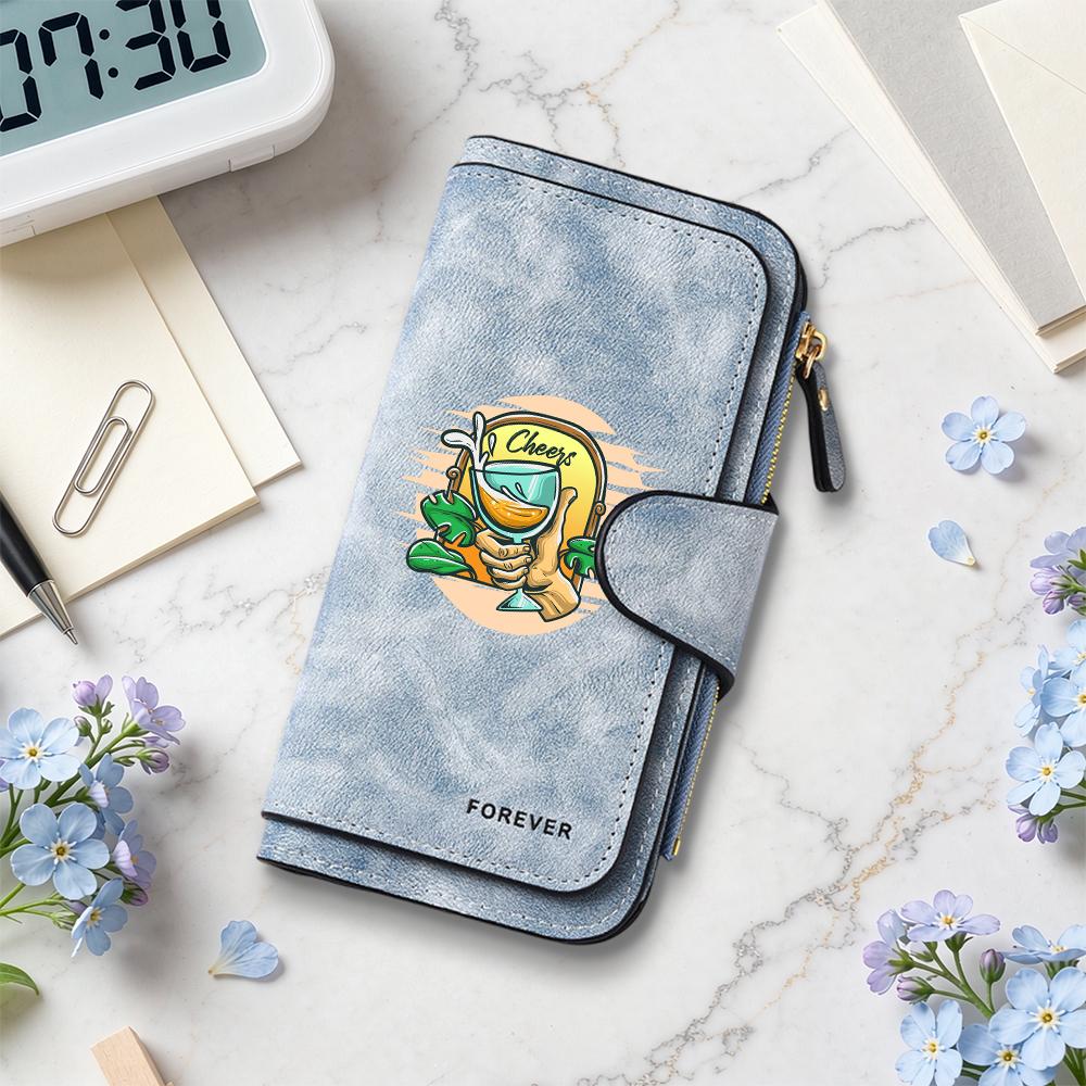 Casual Printed Long Wallet Multi Card Slots Fashion Portable Women PU Purse