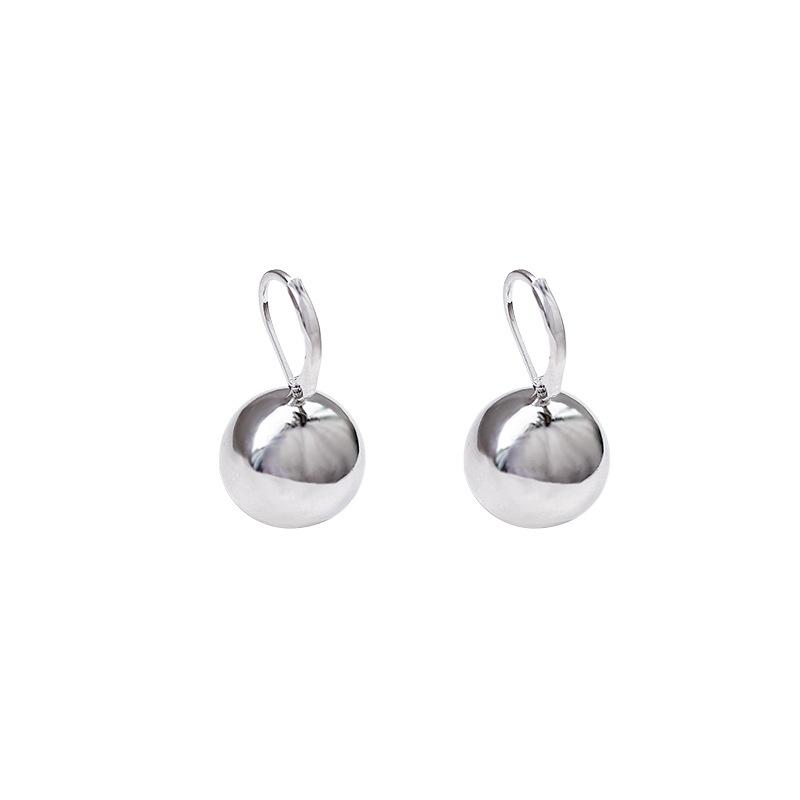 Sterling Silver High Color Retention Texture High Fashion Simple Ball Bead Pendant Earrings Versatile Temperament Earrings Women