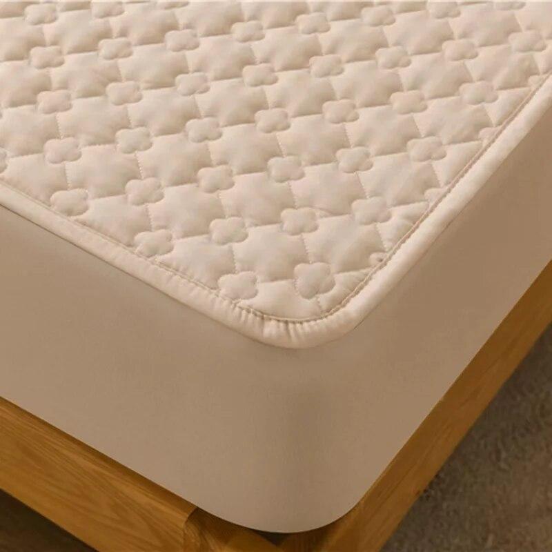 Anti-bacterial Anti-mite Bed Fitted Sheet 100% Cotton Quilted Mattress Cover Thicken All-inclusive Bed Protector Cover