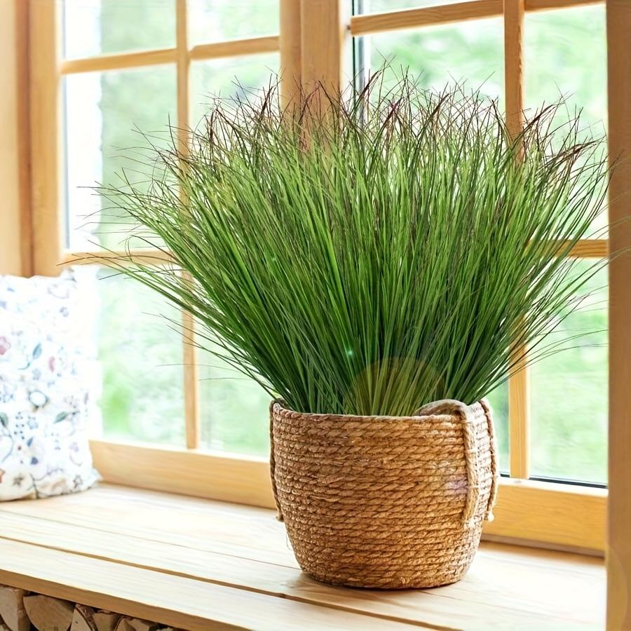 24 Stück Künstliches Grün - Künstliche Sträucher, Weizengras und hohe Gräser zur Innen-/Außendekoration - Kein Behälter enthalten, Künstliche Grünpflanzendeko