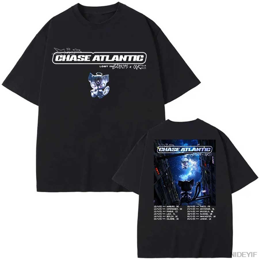 Chase Atlantic Lost In Europe And Uk Tour Tshirts Cotton Tees High Quality Short Sleeve Tops Unisex Unisex Oversized Tshirts P28