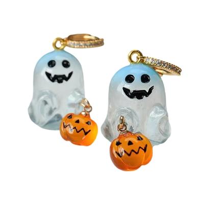 Halloween Pumpkin Specter Earrings Cuteness Festival Dangle Jewelry Alloy Texture Ear Jewelry Suitable for Themed Parties