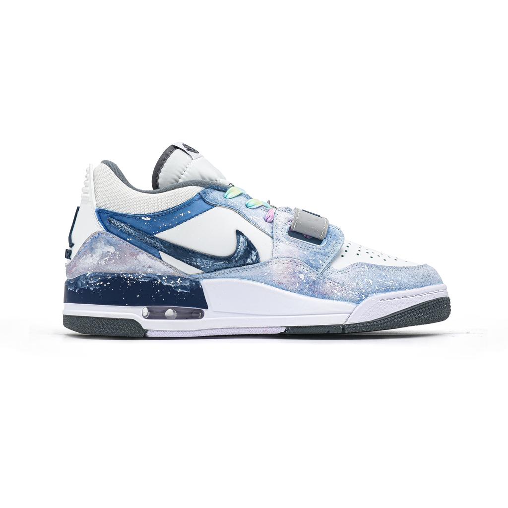 Jordan Legacy 312 Galaxy Suede Abrasion Resistant Low top Vintage Basketball Shoes Men's White Blue CD7069-124(Team1068)