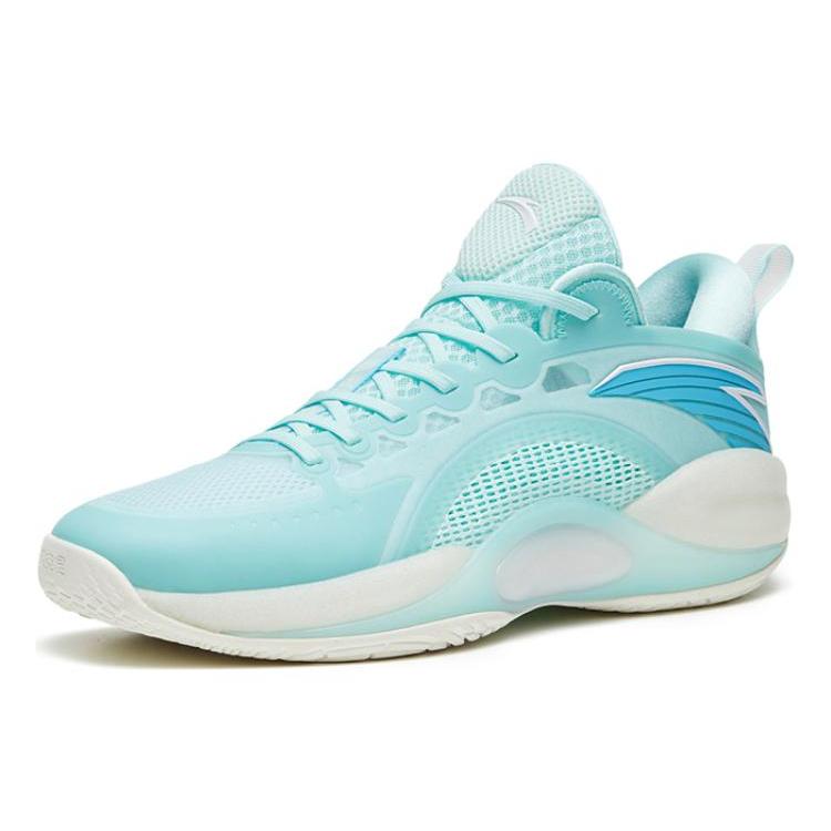 Anta Cement Bubbles 3 Fabric Slip Resistant Abrasion Resistant Low Top Basketball Shoes Men's Ice Refreshing Blue 112321604-2