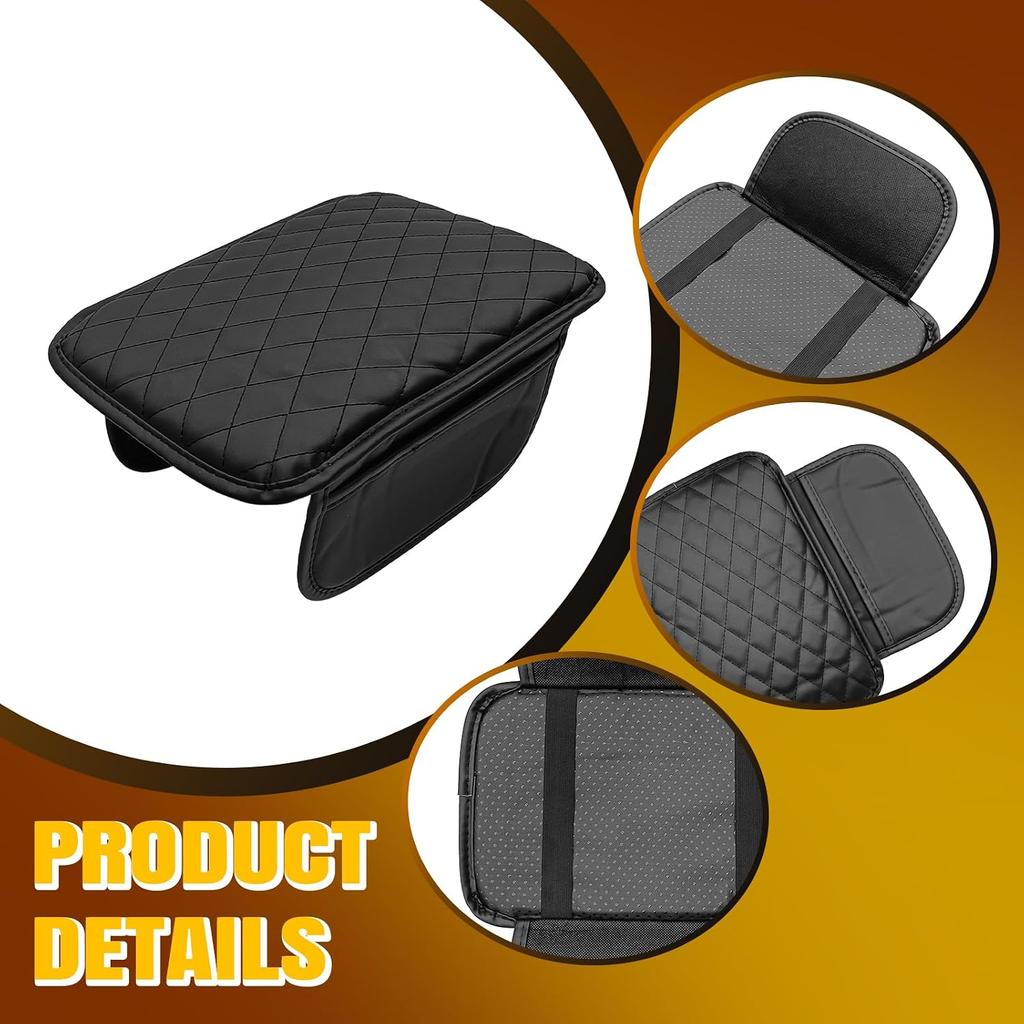 Car Center Console Cover with 2 Storage, Upgraded Microfiber Leather Car Arm Rest Cover, Car Interior Accessories Universal Armrest Cover for Car