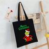 Christmas Printed Shoulder Bag Student Casual Handbag Large Capacity Canvas Bag
