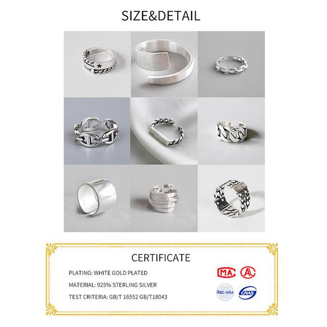 Vintage Silver Color Metal Punk Letter Open Rings Design Finger Rings for Women men Party Jewelry Gifts LETTER