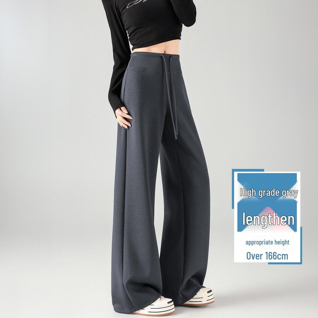 White High-Waisted Wide-Leg Pants for Women - Spring/Autumn 2026 Casual Drape Yoga & Sports Sweatpants