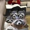 Raccoon Family Realistic Print Flannel Throw Blanket, Cute Wild Animal Portrait Soft Cozy Blanket for Sofa Bedroom Animal Lover Home Decor Gift