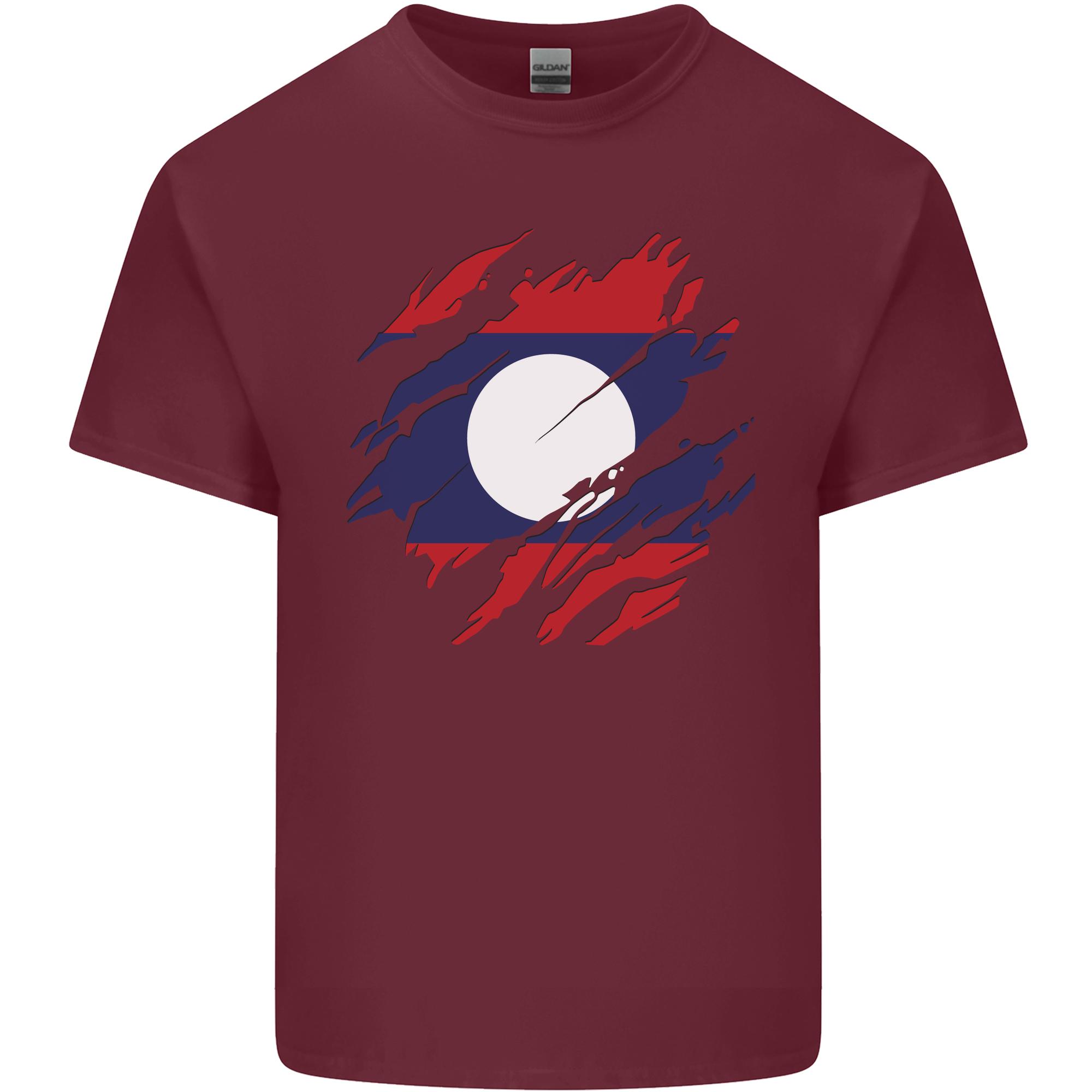 Torn Laos Flag Laotian Day Football Unisexs Light Cotton TShirt S