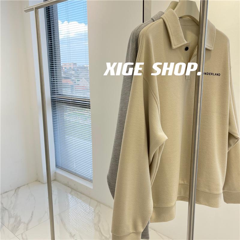 Retro Long Sleeve Polo Sweatshirt - Casual, Loose Fit for Spring & Autumn, French Influencer Style