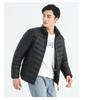 Men's Lightweight Stand Collar Down Jacket - Warm Short Ribbed Style for Autumn/Winter.