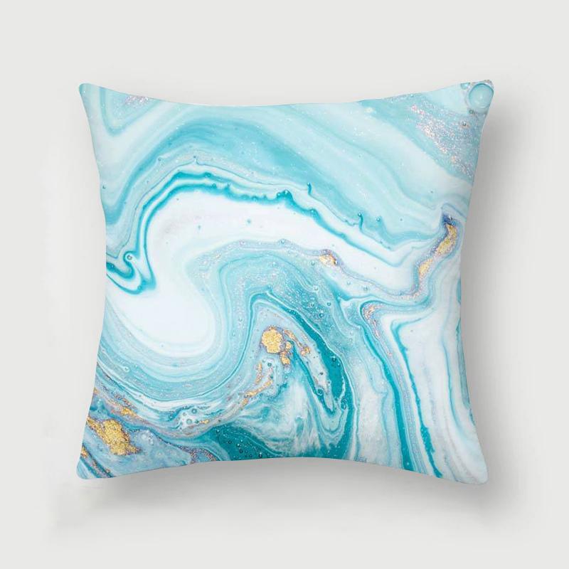 Nordic Blue Marble Polyester Pillowcase Sea Rock Texture Bedside Sofa Chair Throw Pillow Cushion Cover Home Decor Cushion Cover