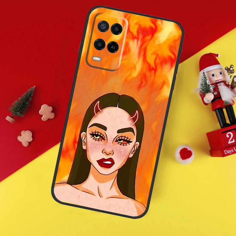 Aesthetic Devil Woman Bad Girl Case For Oppo A80 A60 A40 A15 A16 A17 A57 A94 A74 A54 A76 A96 A18 A38 A58 A78 A98 A6 A5 Pro