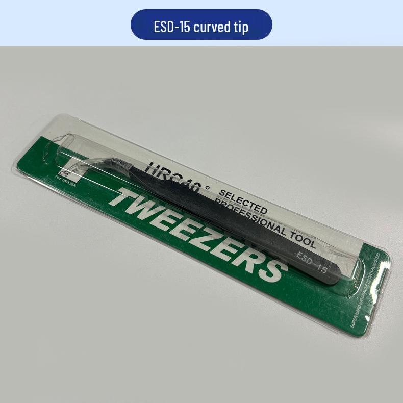 Anti-Static Stainless Steel Precision Tweezers, Curved Tip for Electronics, Eyelash Extensions, Manicure, Bird's Nest Picking, and Hair Removal.