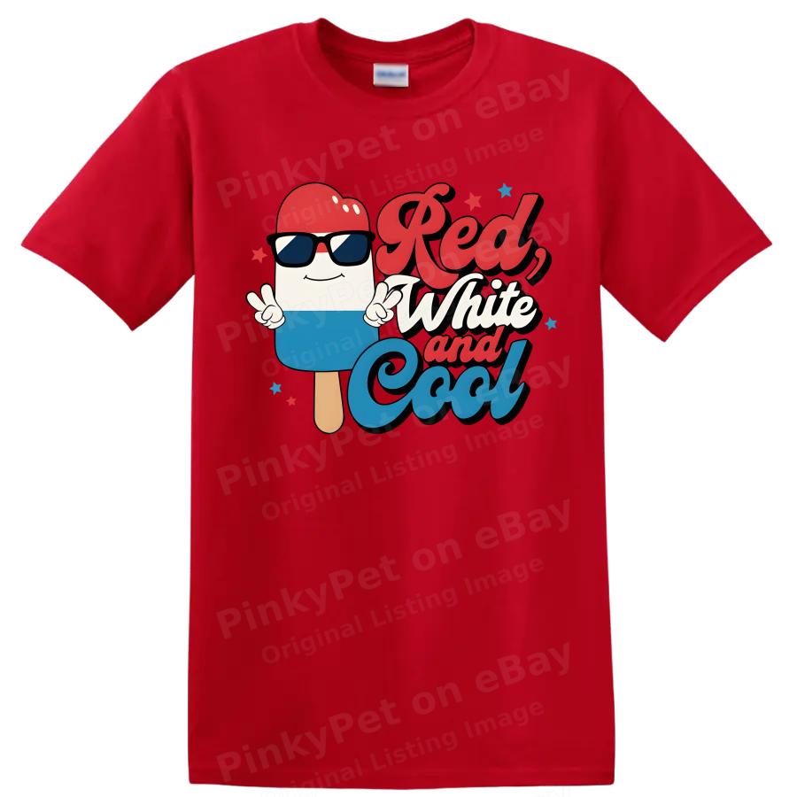 Red White and Cool Popsicle T Shirt Summer Fun Tee for Kids and Adults