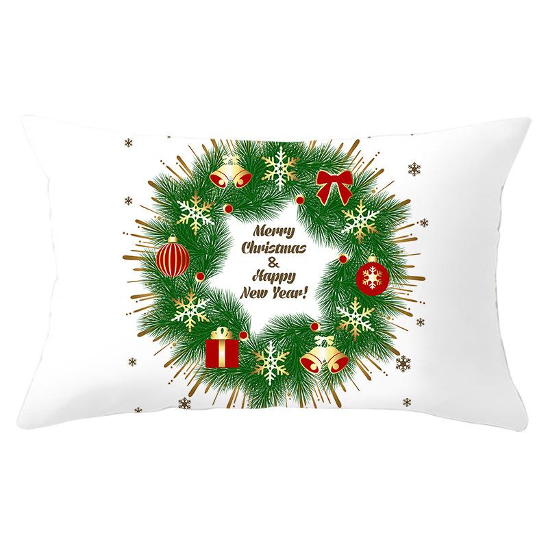 Green Series Christmas Peach Skin Printed Waist Pillowcase Square Sofa Pillowcase Office Pillowcase