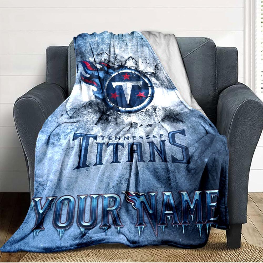 Name Custom Tennessee Titans Print Flannel Blanket High Quality Warm Comfortable Cover for All Seasons Perfect for Gifts Home Decor