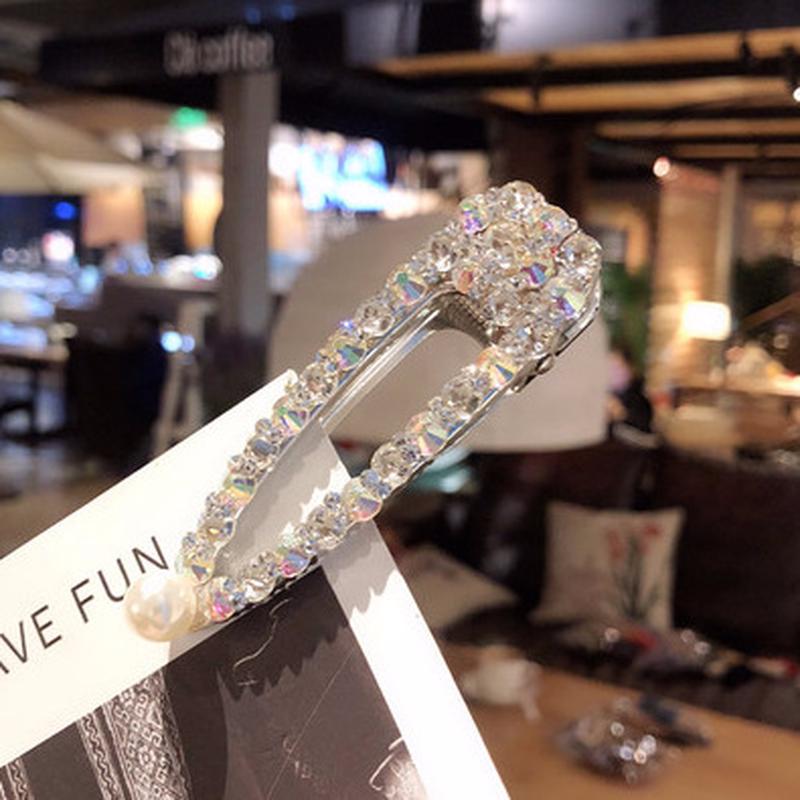 Women Crystal Diamond Hair Clips Barrette Grips Pearl Hairpin BBclips Accessories