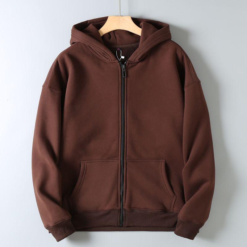Original Foreign Trade Surplus American-Style Fleece Thickened Hooded Zip-Up Sweatshirt Men's Autumn and Winter Loose Casual Jacket