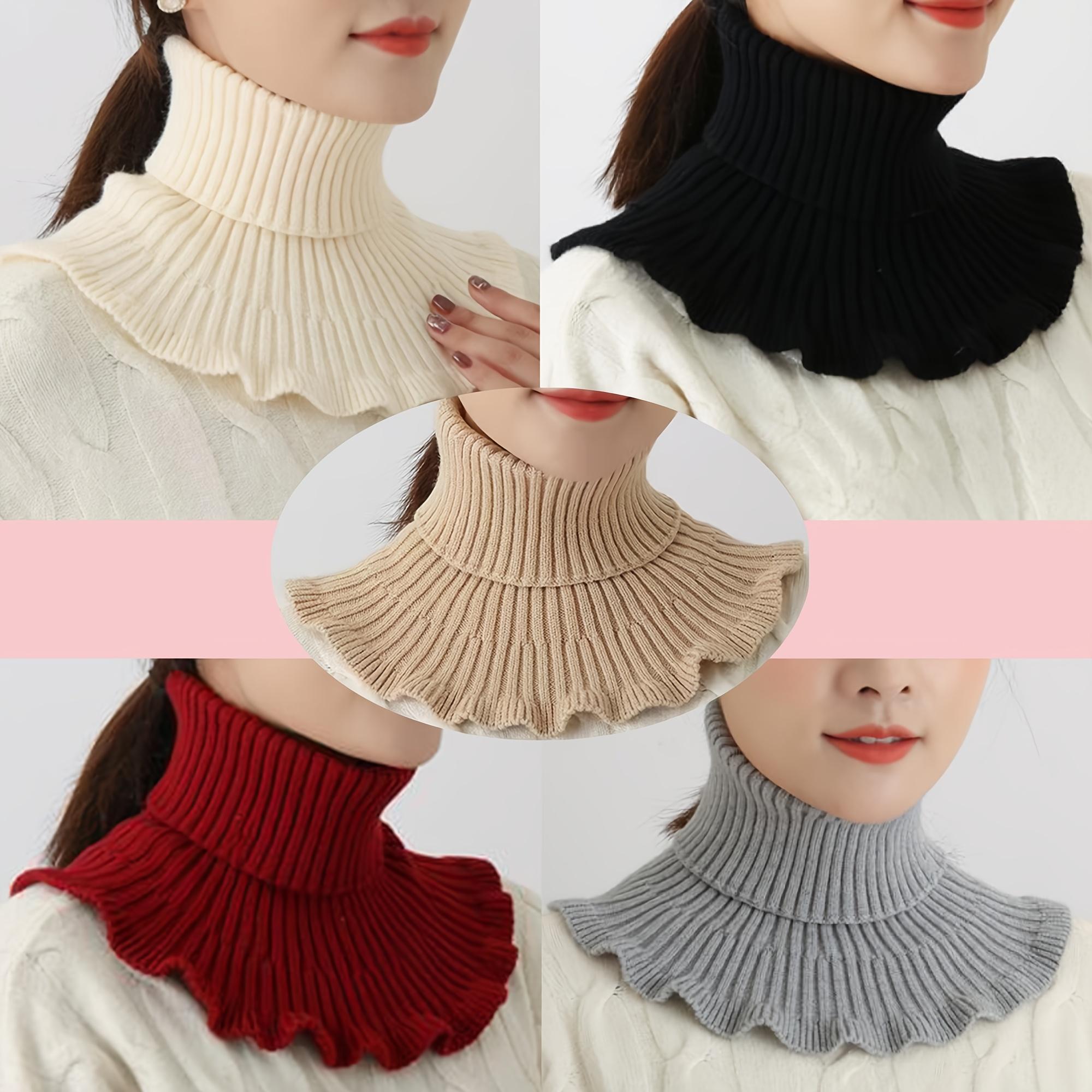 

Elegant Knit Sweater Collars - Stretchy, Warm, Versatile Layering Scarves. Multi-Color, Hand Washable. Perfect Under Jackets! One Size