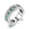 WOSIKATE Trendy Domineering Emerald Men's Ring With  CopperPlated Fashion Jewellery Business Ring For Men