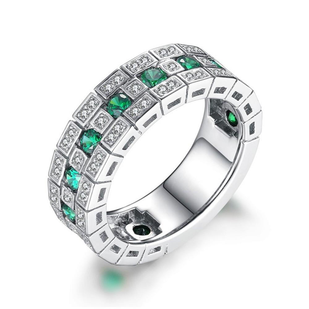 WOSIKATE Trendy Domineering Emerald Men's Ring With CopperPlated Fashion Jewellery Business Ring For Men