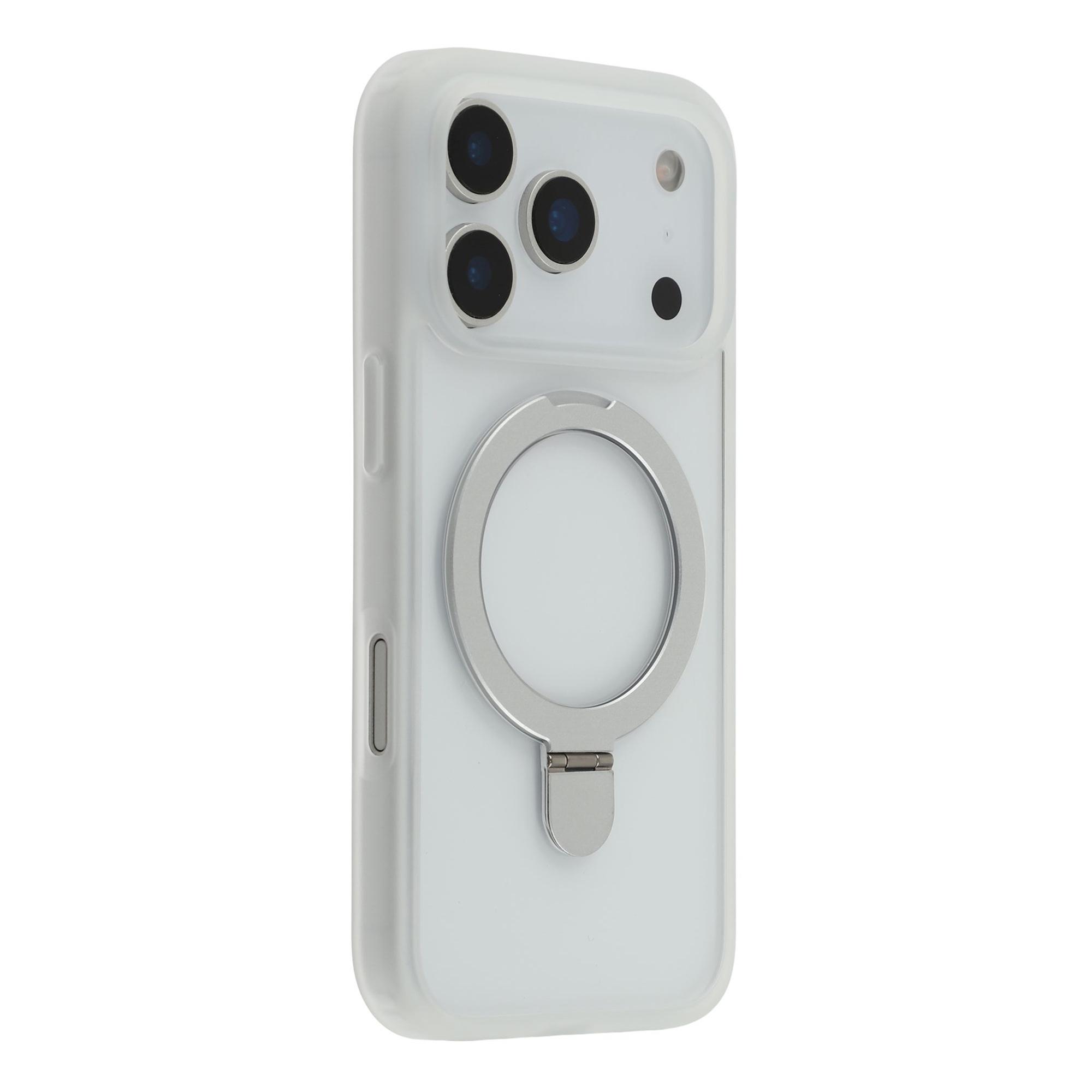 For iPhone 17 Pro Case Ring Holder Kickstand PC + TPU Clear Back Phone Cover B