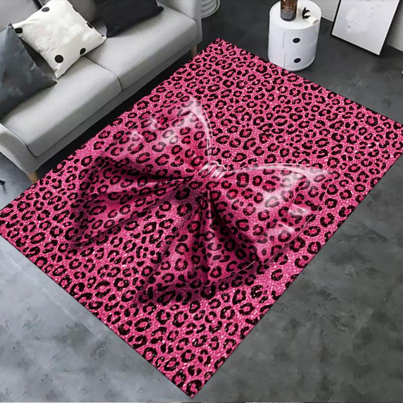 

2025 New Leopard Print Bow Carpet Rug for Living Room Bedroom Home Sofa Decoration,Kids play Non-slip Floor Mat16 40x60cm( 15x23in )