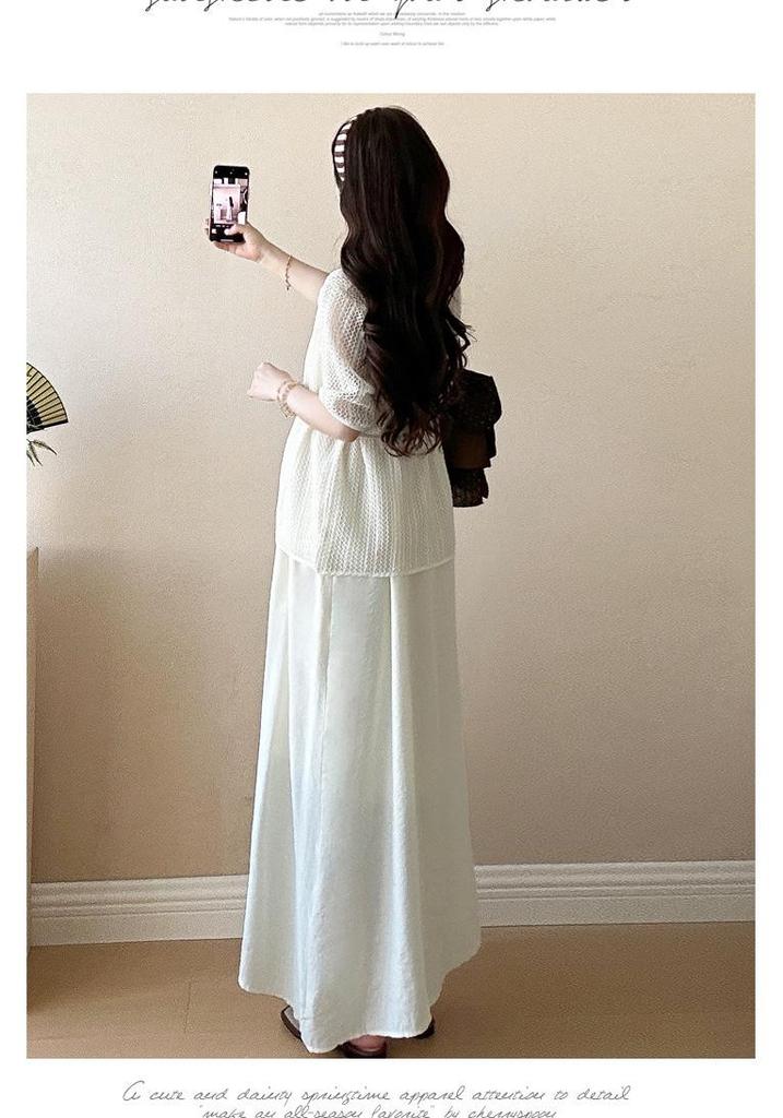 Elegant Maternity Two-Piece: Blouse Top & Camisole Dress - Summer Style 2026