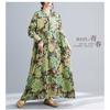 New Bohemian Vintage Printed Loose Belly Covering Long Sleeve Big Swing Long Dresses
