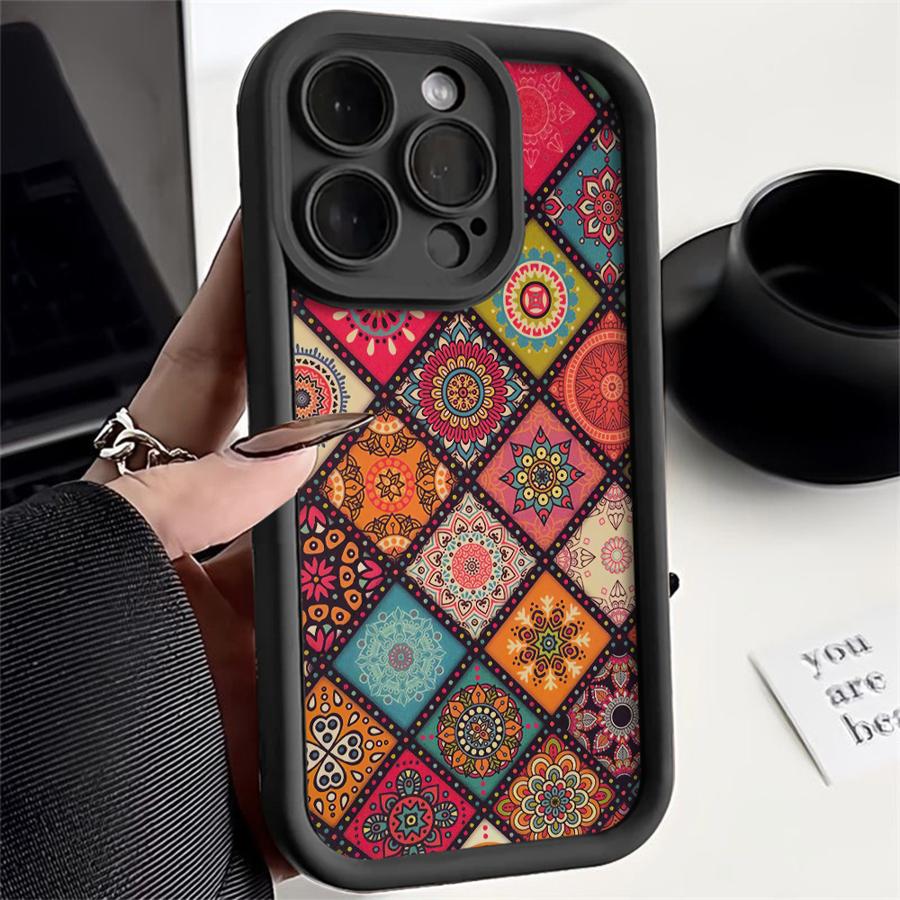 Retro Bohemian Style Phone Cover Case for iPhone 17 Pro Max 17e 16 12 Pro 14 13 11 Air 15 Plus