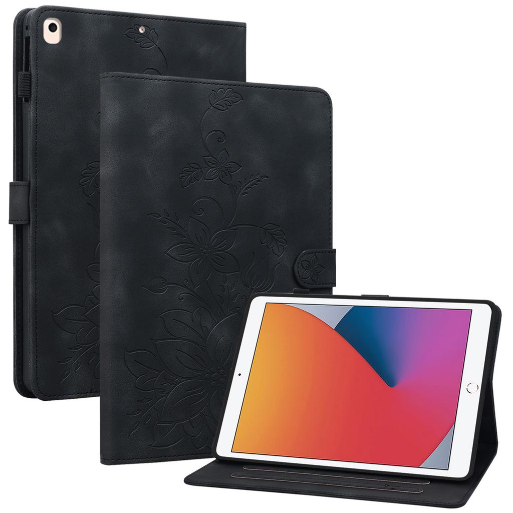 For iPad 10.2 (2021)/(2019)/(2020) Protective Case Anti-Drop Imprint PU Leather Tablet Cover