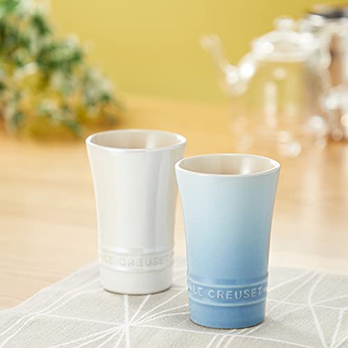 LE CREUSET Pair Slim Tumblers, 170ml, Coastal Blue with White Lustre, Heat and Cold Resistant, Microwave and Oven Safe, Set of 2, Wedding Gift, Annive