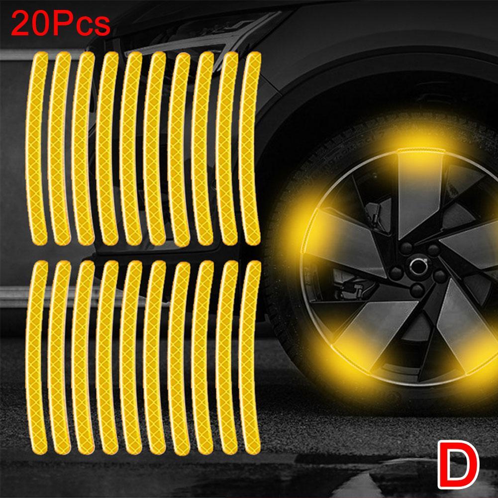

20Pcs motorcycle Wheel Reflective Stickers night Safety Warning Strips Motorcycle helmet Bike Hub Styling Night Reflector Decal