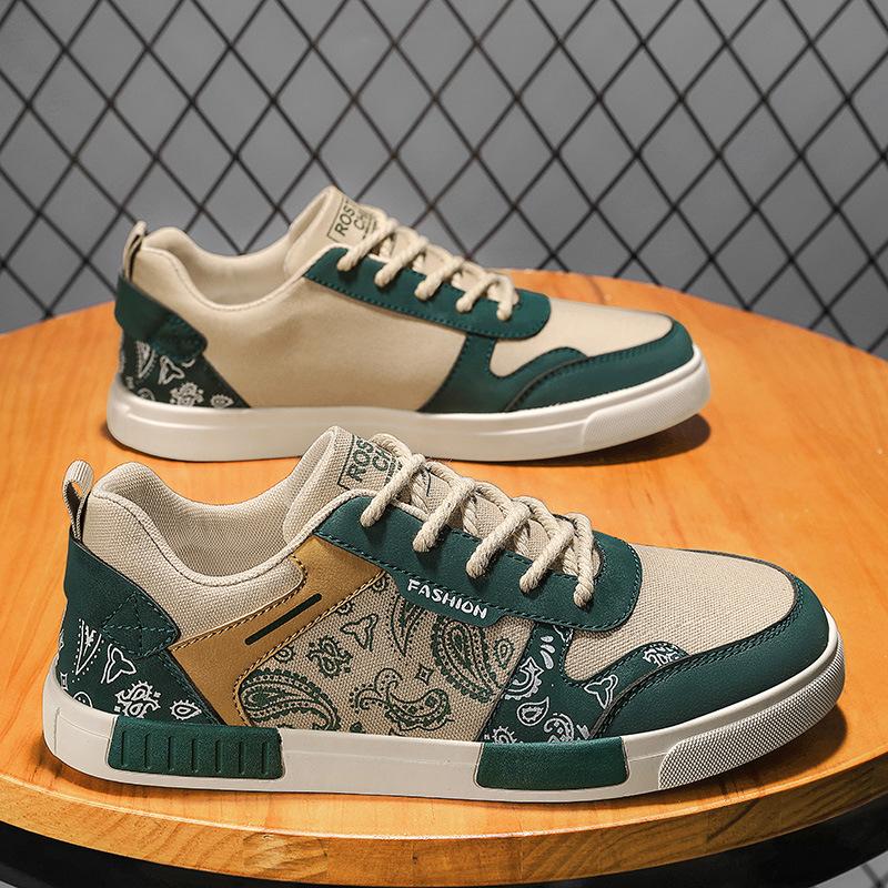 Men's Trend Vulcanized Shoes Flat Casual Shoes Fashion Spring Autumn Canvas Shoes Students Lace Up Walking Sneakers for Man