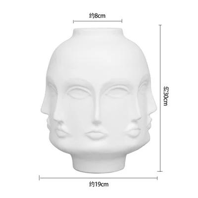 Scandinavian White Ceramic Vase Decoration Home Decoration Crafts Modern Interior Decoration Countertop Vase Art Face Shape Vase