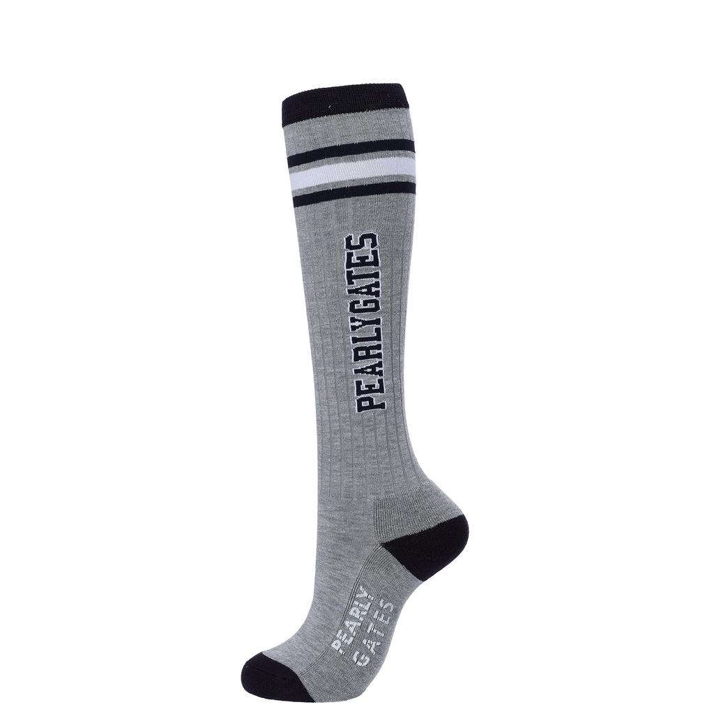 PEARLY GATES Women's College High Socks, Gray, FR, 053-4186104, 020