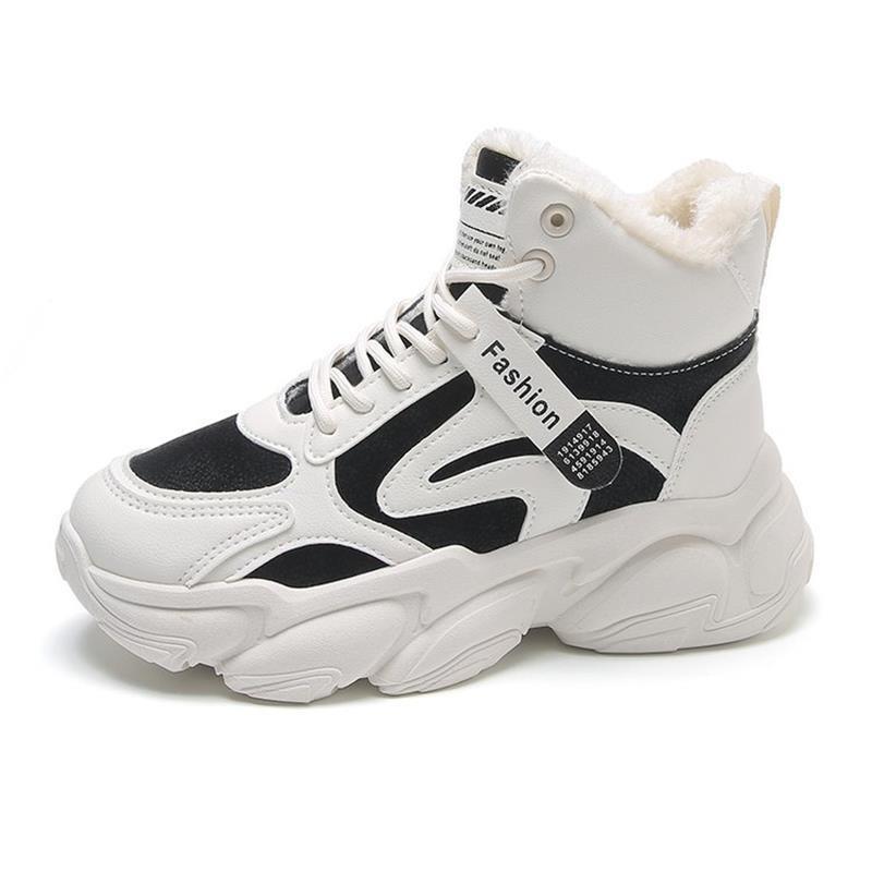 Fleece Thickened Cotton Shoes Winter New Sports Dad Shoes Heightened Thick-soled Fleece Warm High-top Shoes