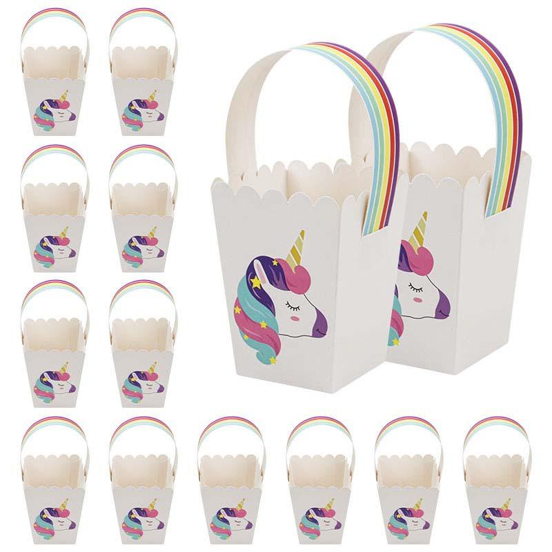 

Square Popcorn Folding *******Icorn Popcorn Barrel Food Packaging Box Plus Rainbow Handle.