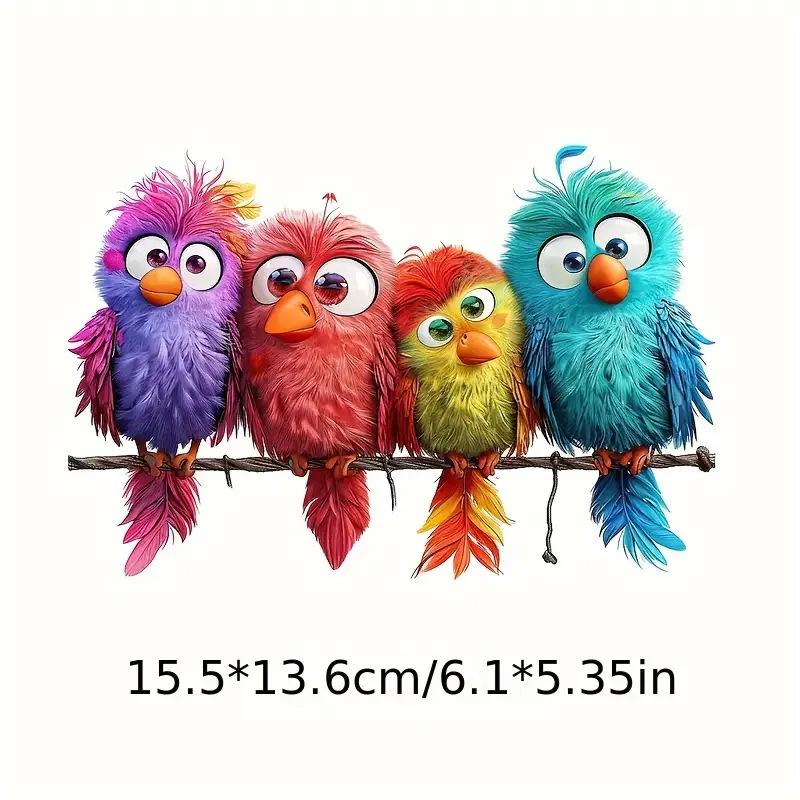 3Pcs Funny Bird Creative Glass Window Decorative Stickers For Windows Glass Wall Mirror Festival Home Decoration